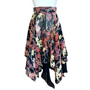 Climax by David Howard Vintage 70s 80s Sheer Floral Skirt Size Small Zip Closure
